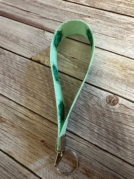 Lucky the Vine Guarded wristlet, Hand-Drawn Key Wristlet, Unique Illustrated Fabric Key Fob