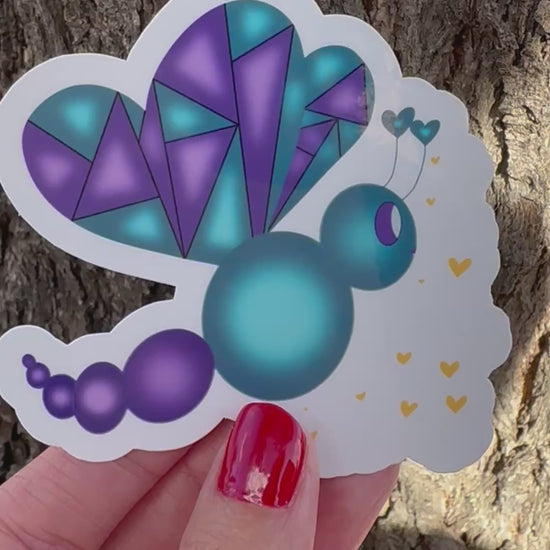 Video of fiction character love mist with blue and purple colors while spreading hearts.