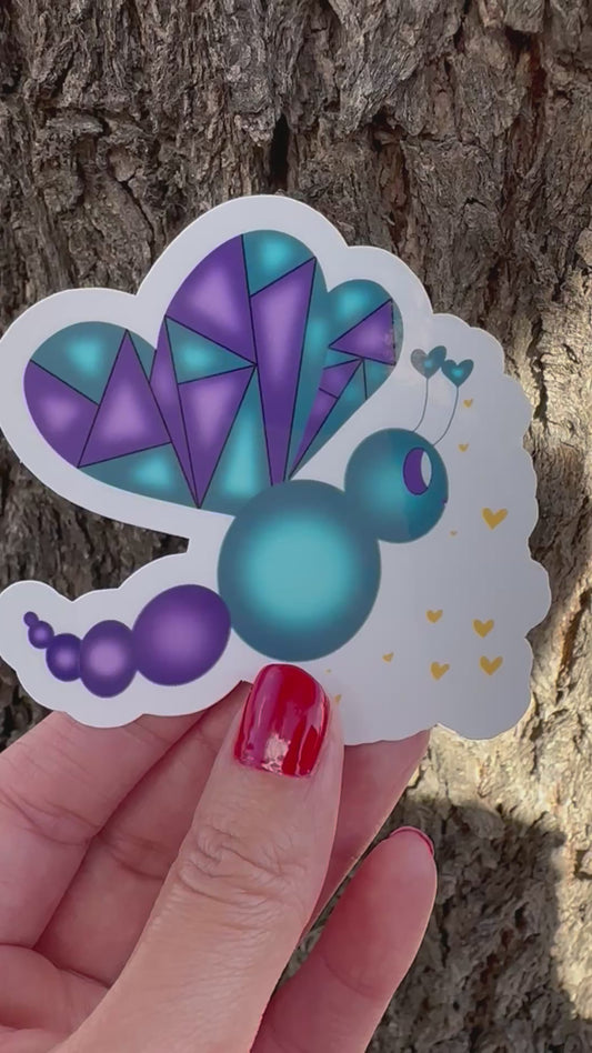 Video of fiction character love mist with blue and purple colors while spreading hearts.